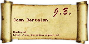 Joan Bertalan névjegykártya